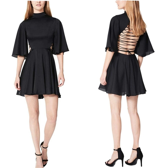 NWT FAME AND PARTNERS Black mini short dress flare - Picture 9 of 12